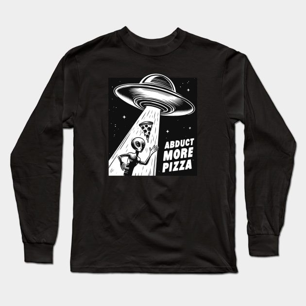 Aliens Abduct More Pizza For UFO Space Party Long Sleeve T-Shirt by SubtleSplit